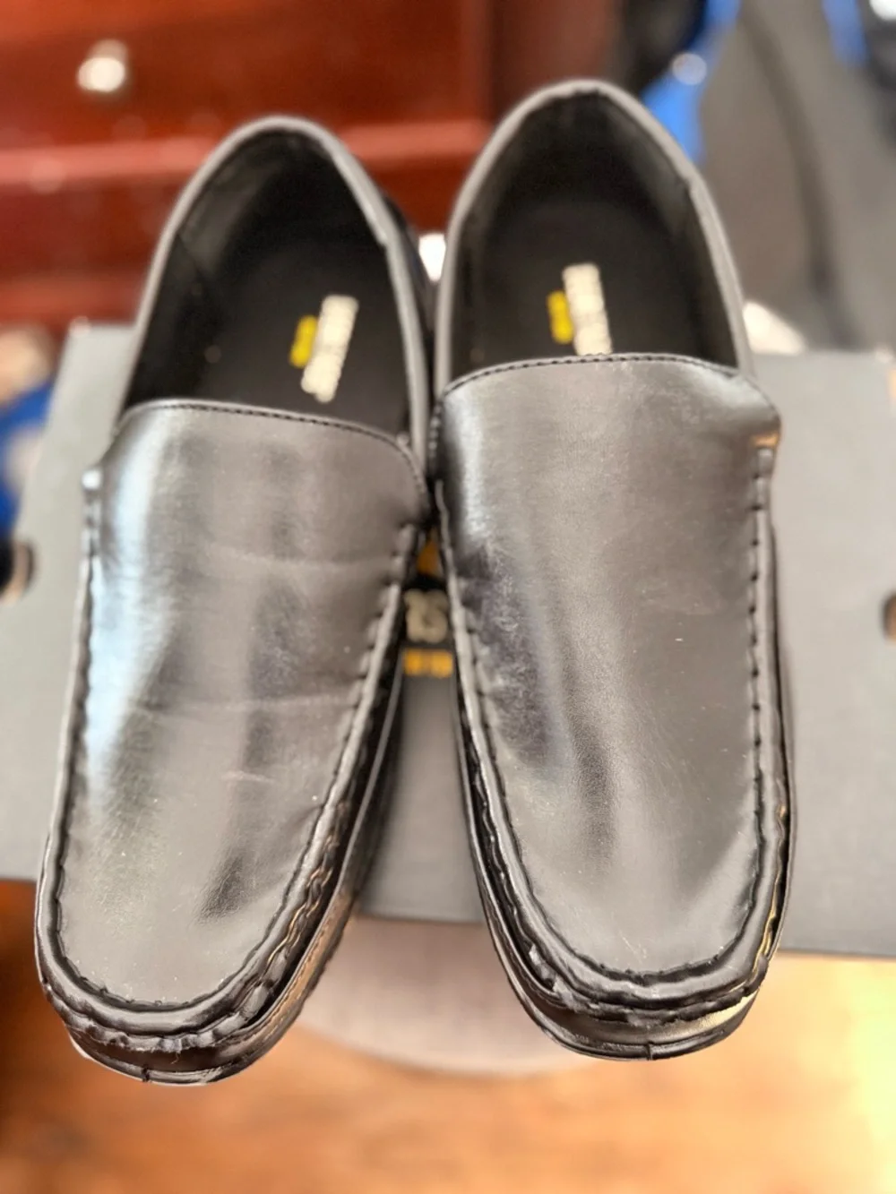 Deer Stags Black Kids Moccasin Slip-On Shoes